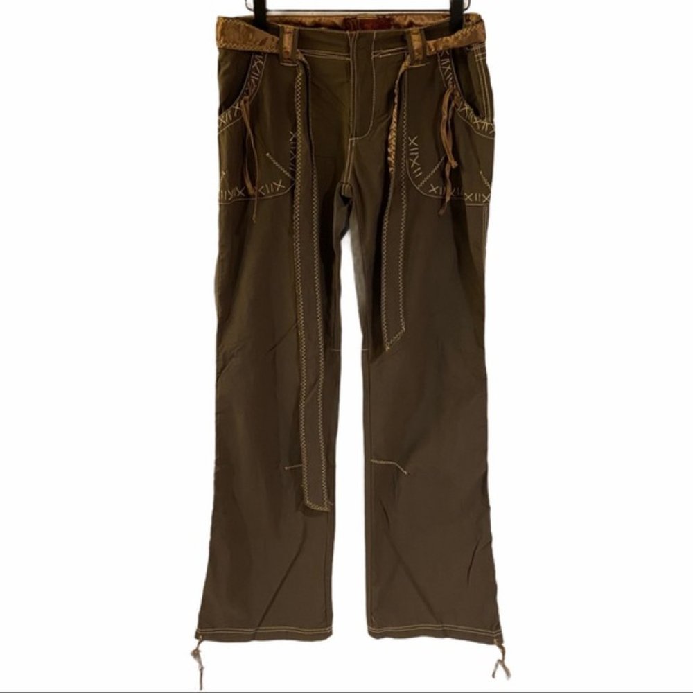 Miss Me Zombie Stitch Brown Flare Pants